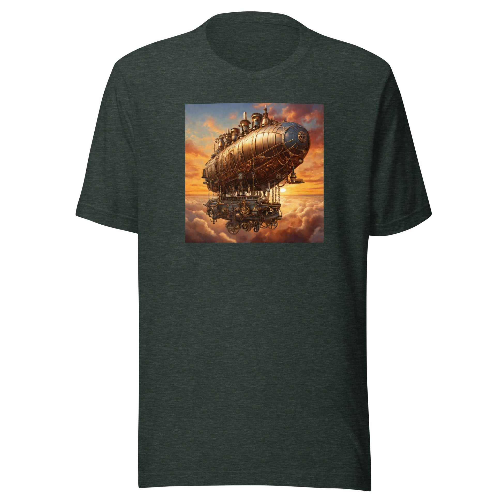 Amazing Airship Men's Steampunk T-Shirt Heather Forest