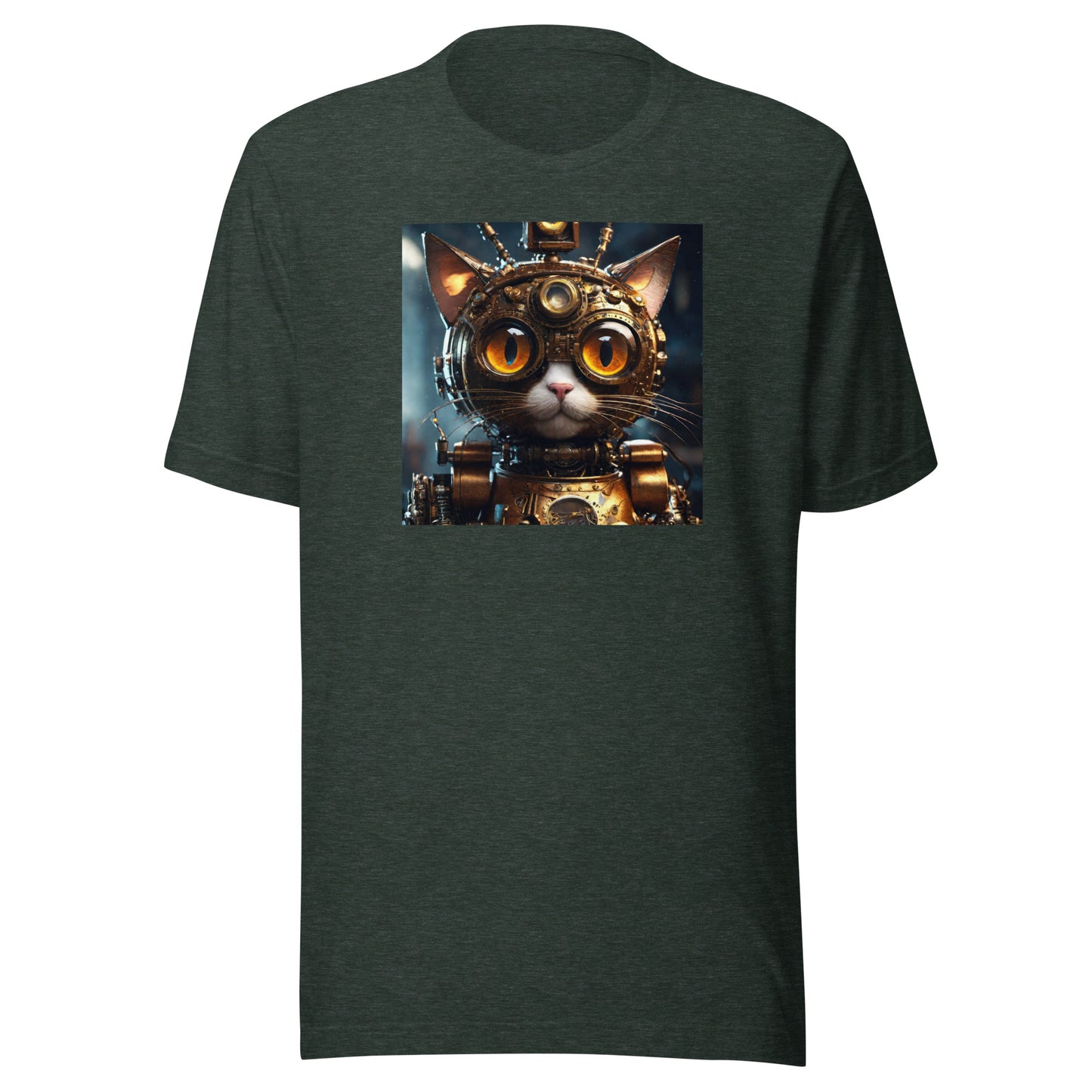 Retro-Futuristic Feline Men's Graphic Tee Heather Forest