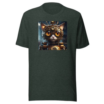 Retro-Futuristic Feline Men's Graphic Tee Heather Forest