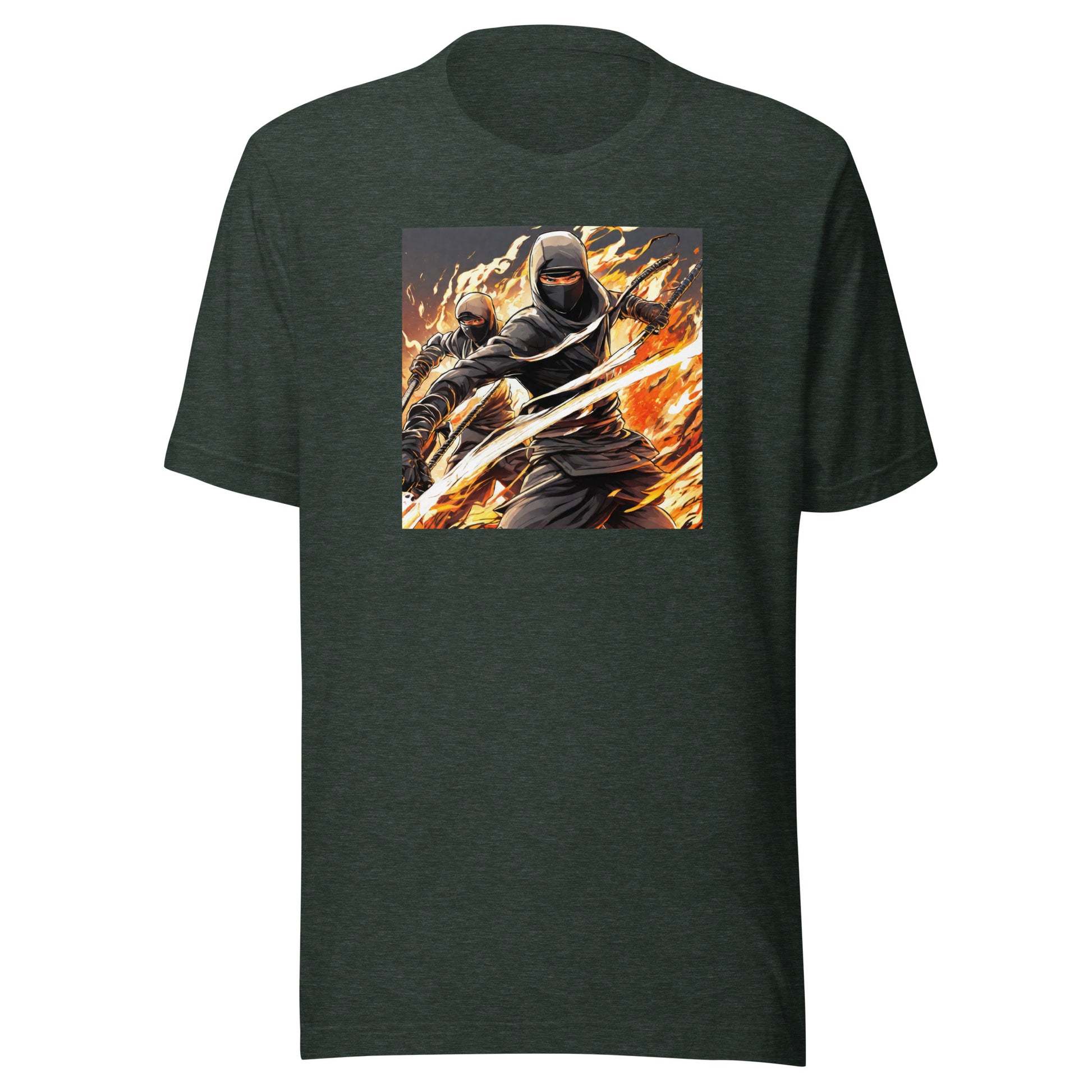 Flame-Wielding Assassin Men's Anime T-Shirt Heather Forest