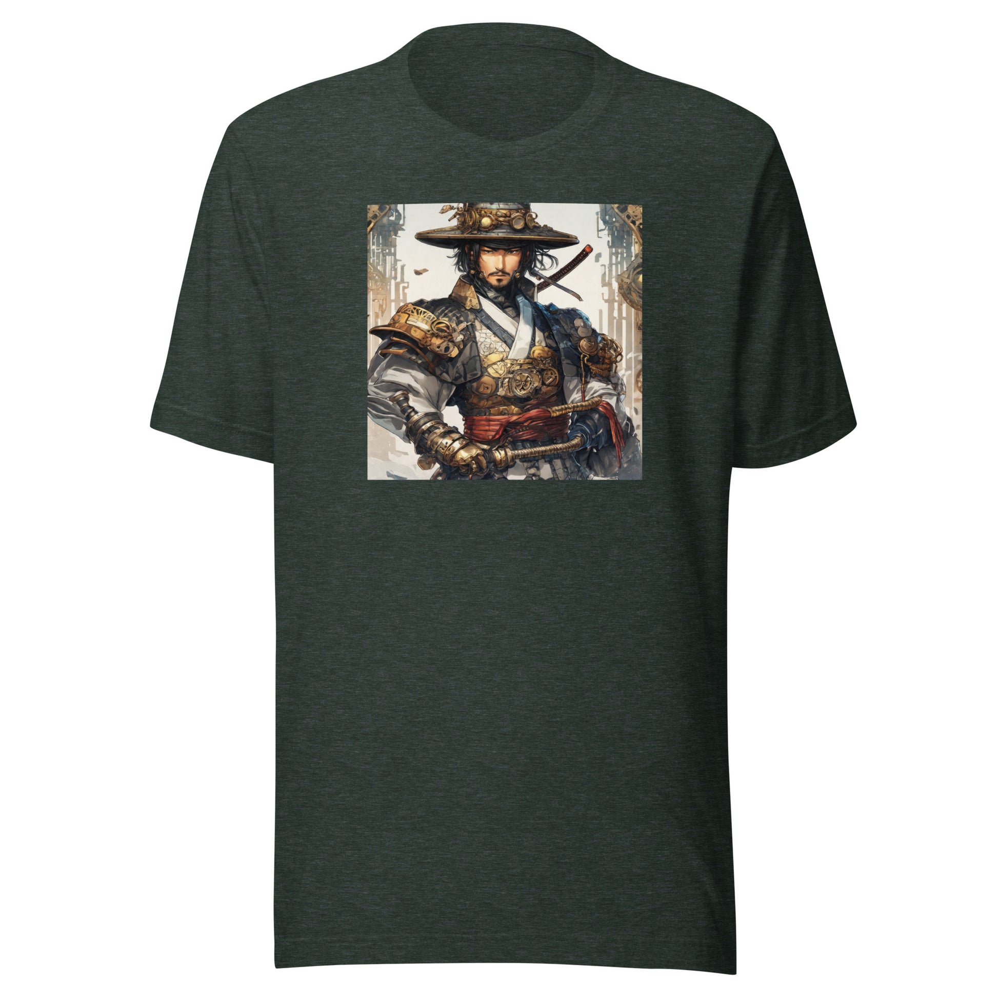 Proud Samurai Warrior Men's Anime T-Shirt Heather Forest