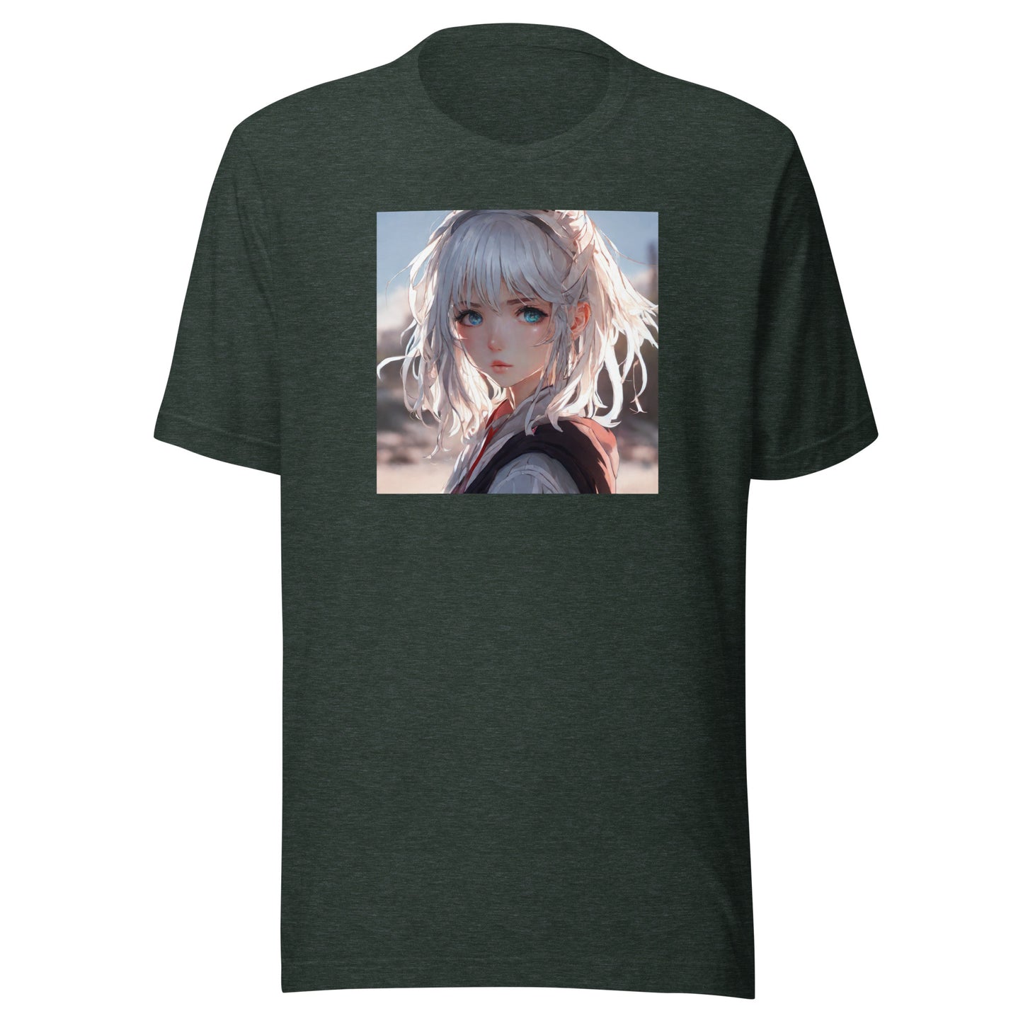 Sun-kissed Gaze Men's Anime Girl T-Shirt Heather Forest