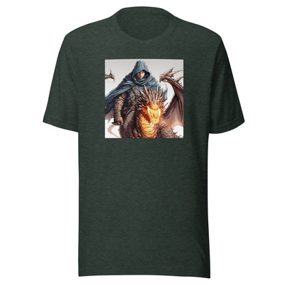 Hooded Knight, Fiery Dragon Men's Anime T-Shirt Heather Forest