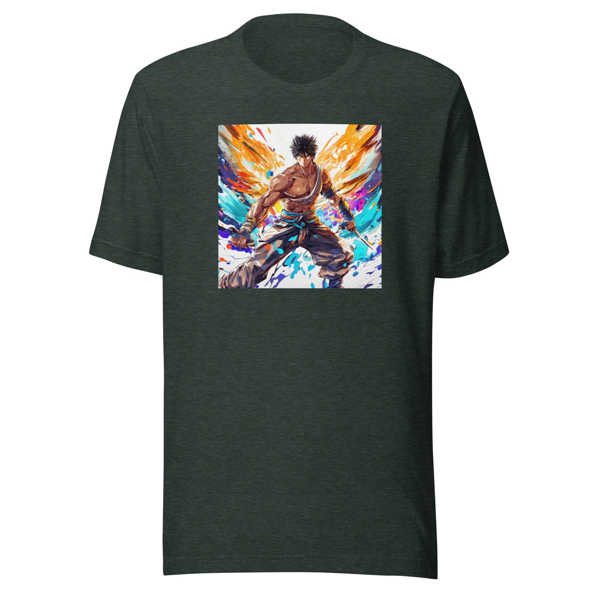 Vivid Avenger Men's Anime T-Shirt Heather Forest