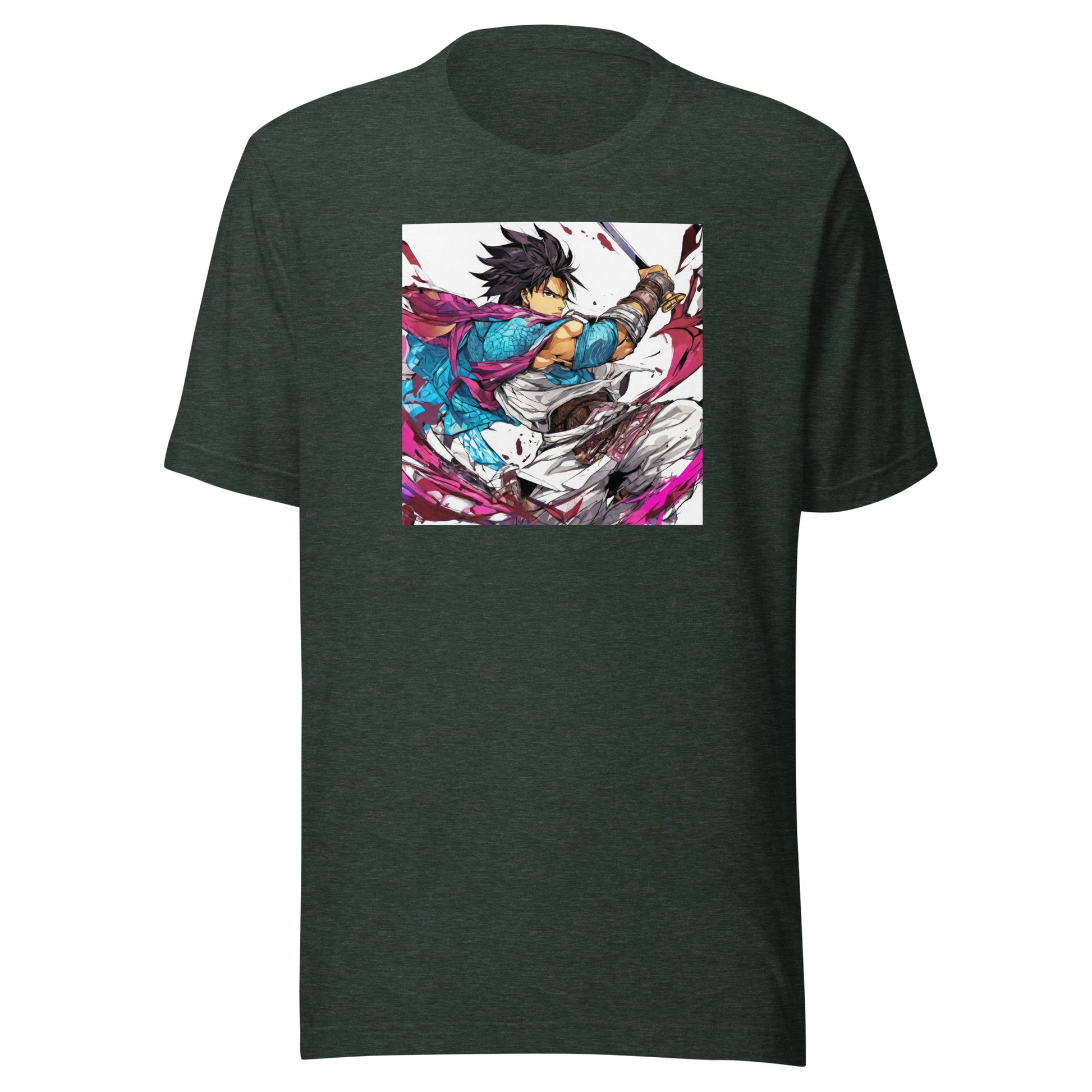 Mighty Fighter Men's Anime T-Shirt Heather Forest