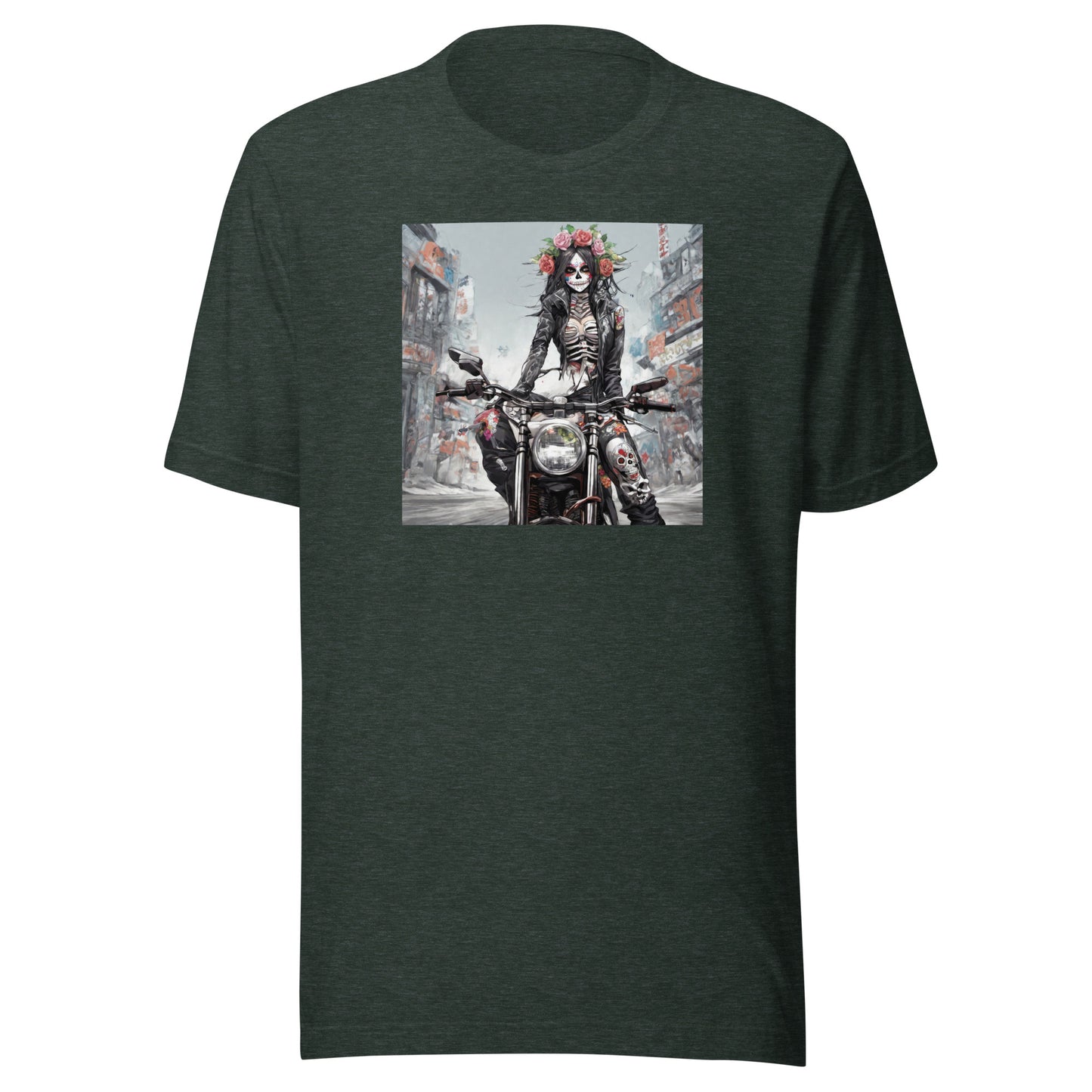 Day of the Dead Biker Men's Anime T-Shirt Heather Forest