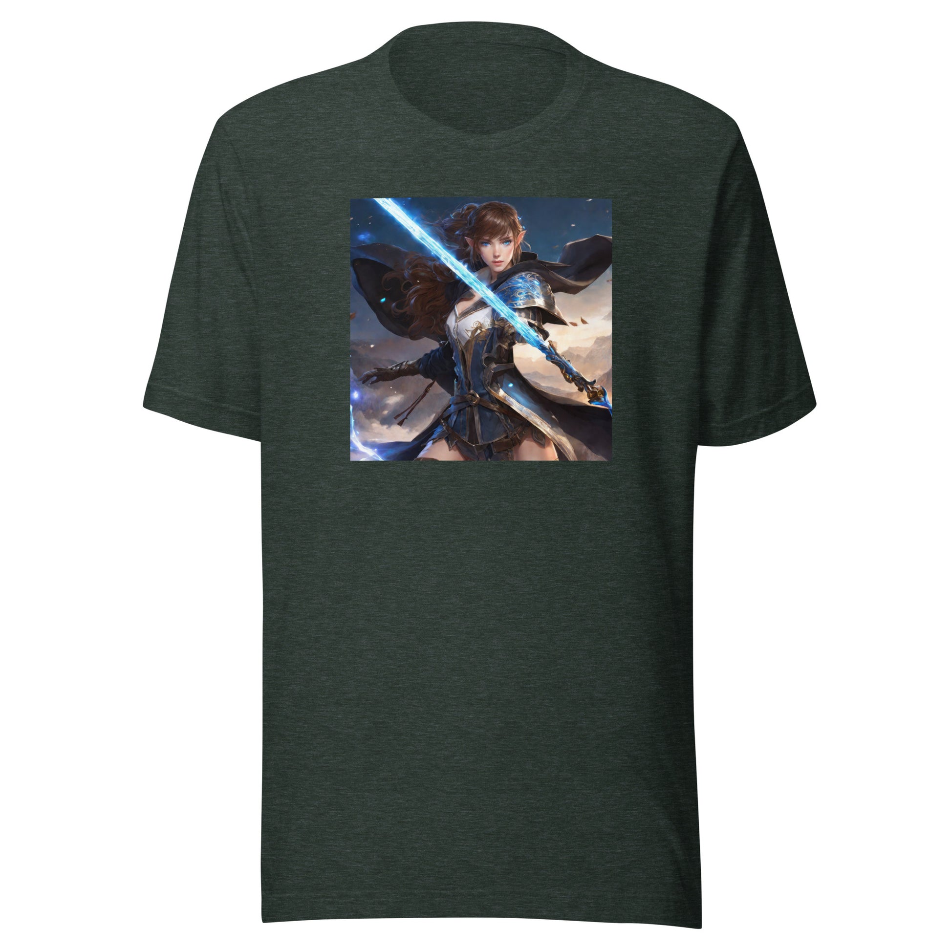 Elven Defender Men's Fantasy Anime T-Shirt Heather Forest