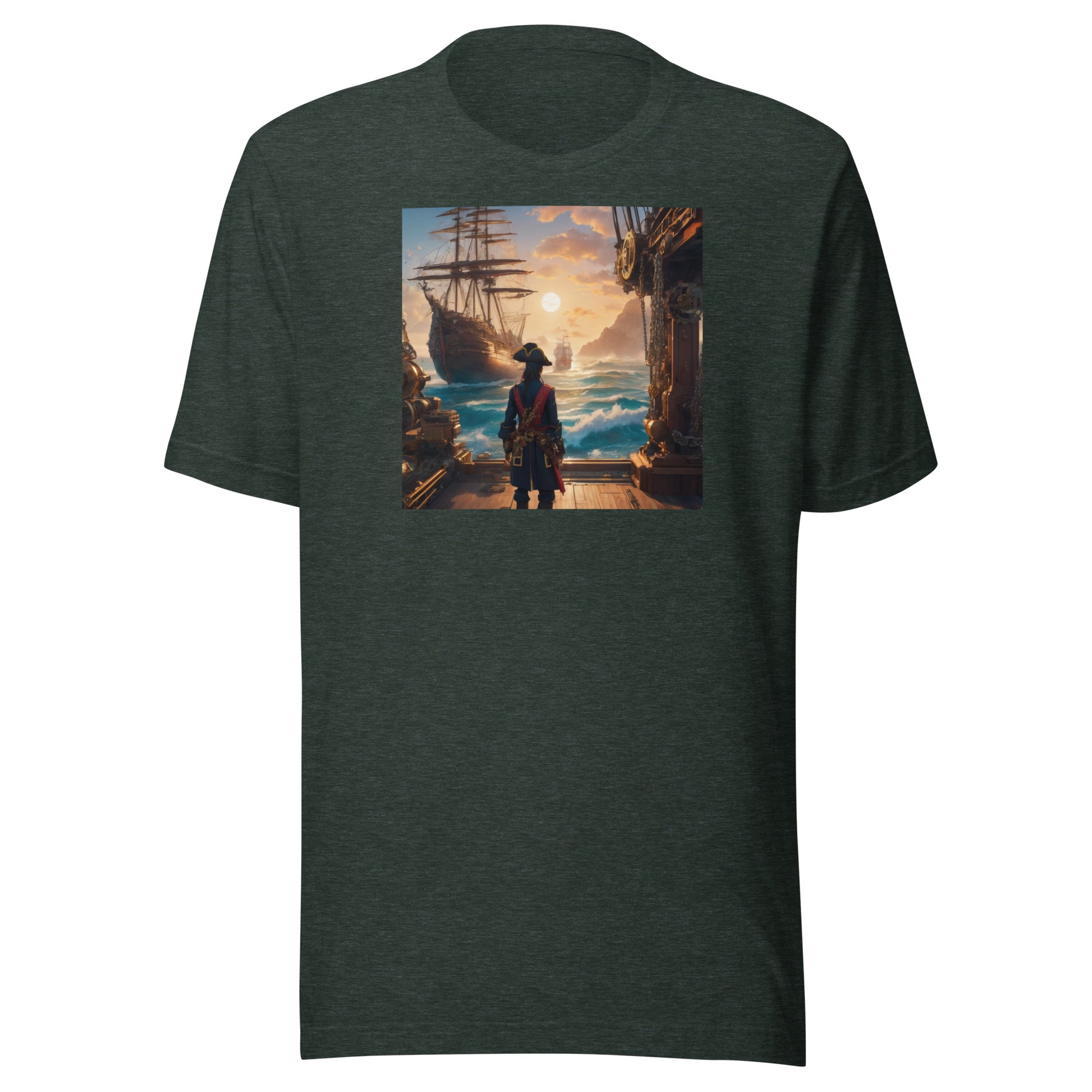 The Captain Awaits Men's Anime T-Shirt Heather Forest