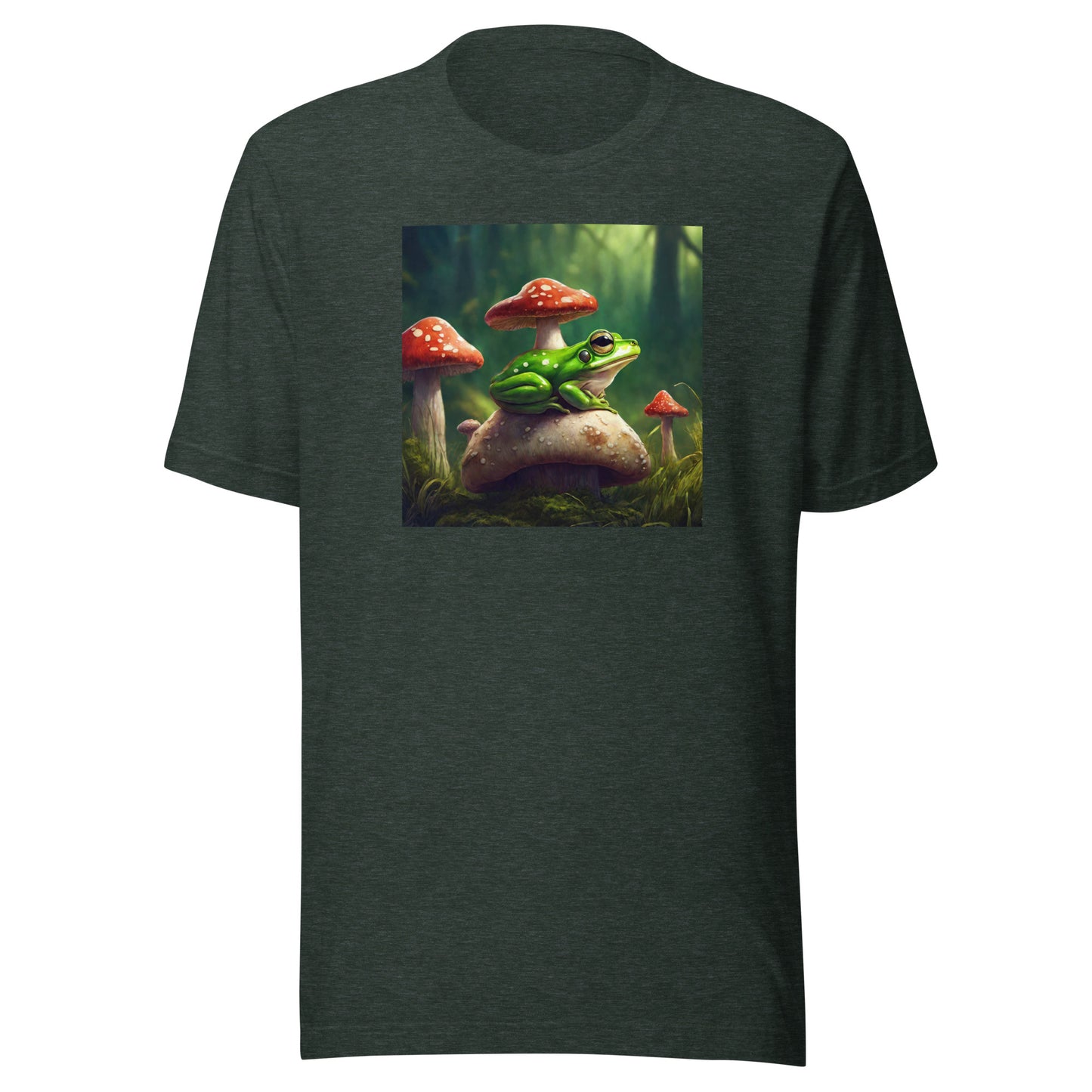 Frog & Shrooms Men's Animal T-Shirt Heather Forest