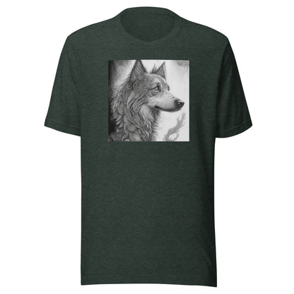 Serene Wolf Men's Graphic Tee Heather Forest