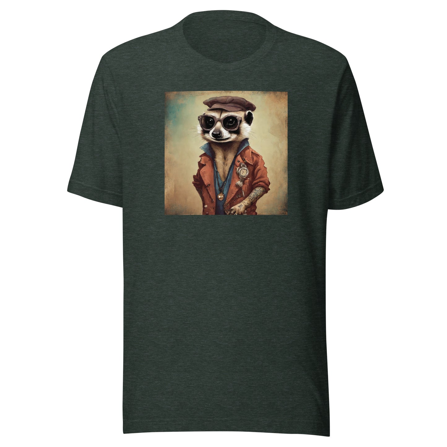 Hipster Ferret with Tattoos Men's Funny T-Shirt Heather Forest