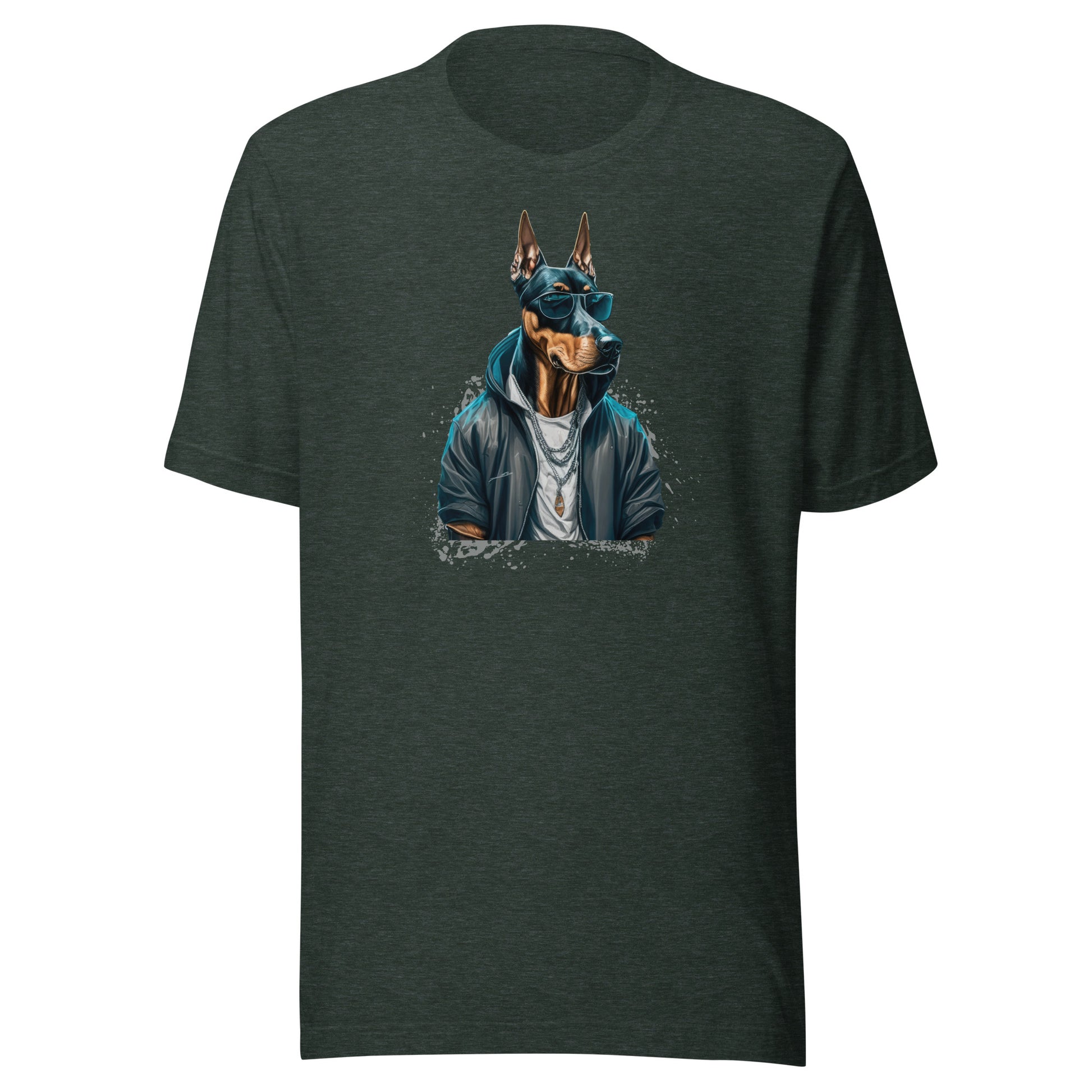 Dobermann in Shades Men's Dog Tee Heather Forest