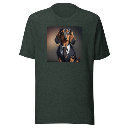 Dapper Dachshund Men's Dog Lover T-Shirt Heather Forest