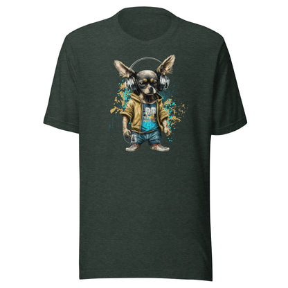 Cool Beats Chihuahua Men's Animal T-Shirt Heather Forest