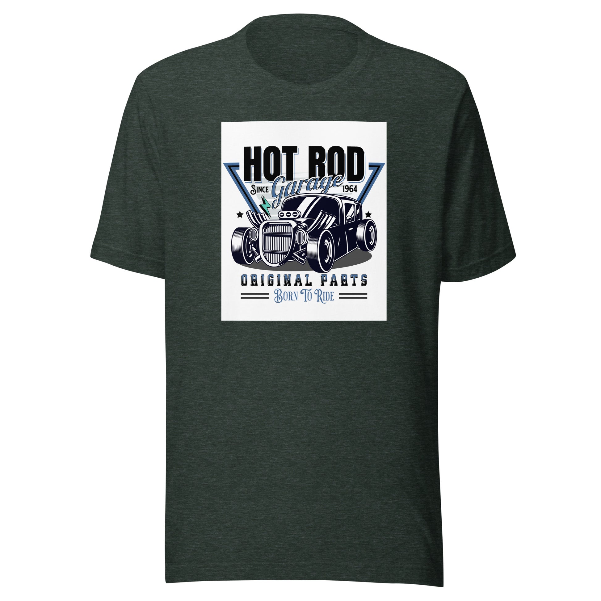 Hot Rod Garage Dad Shirt Heather Forest