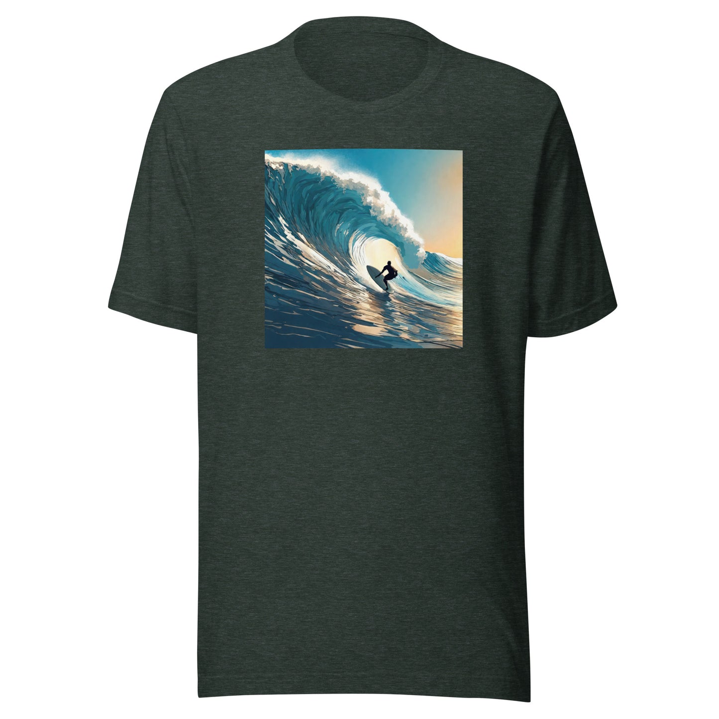 Catching Waves Men's Surfing T-Shirt Heather Forest