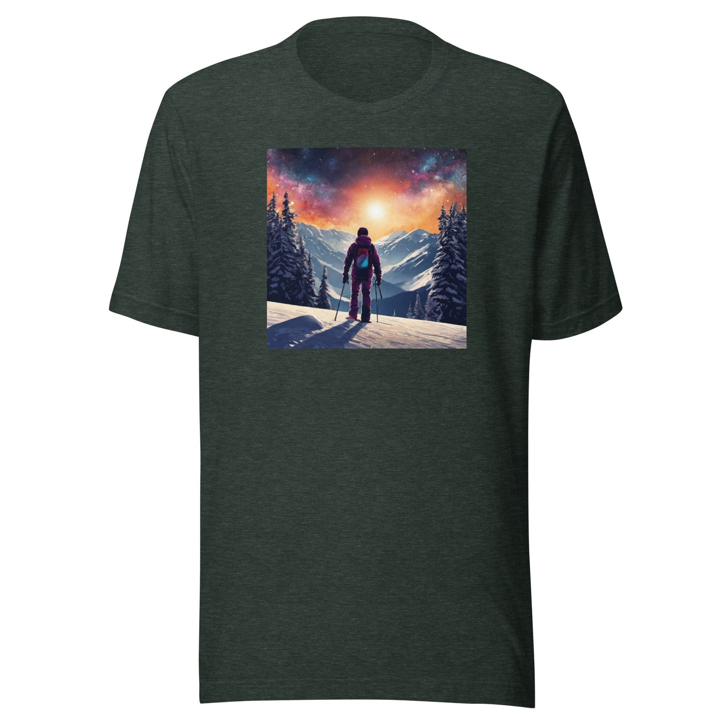 Peak of the Mountain Men's Skiing T-Shirt Heather Forest