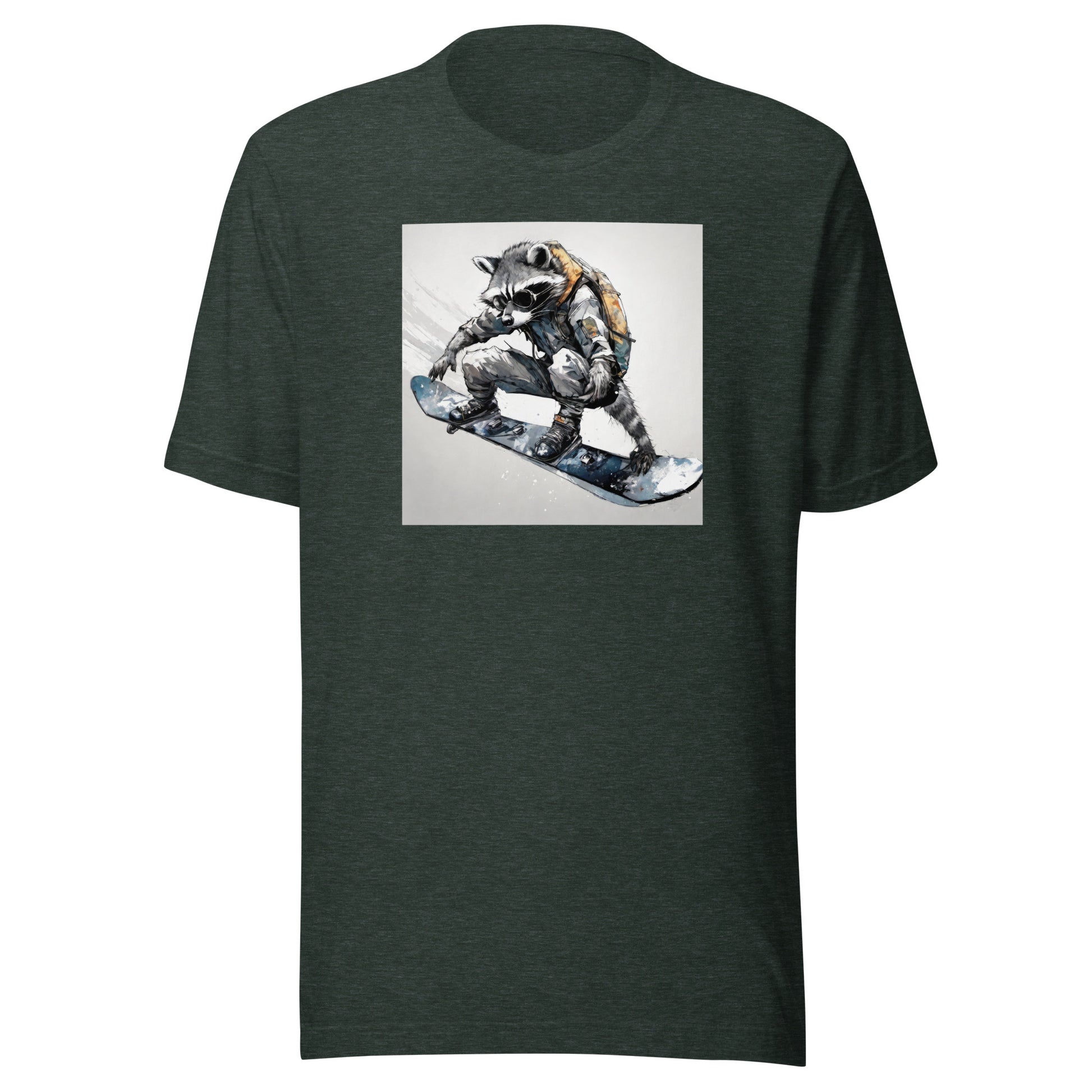 Raccoon Snowboarder Men's T-Shirt Heather Forest