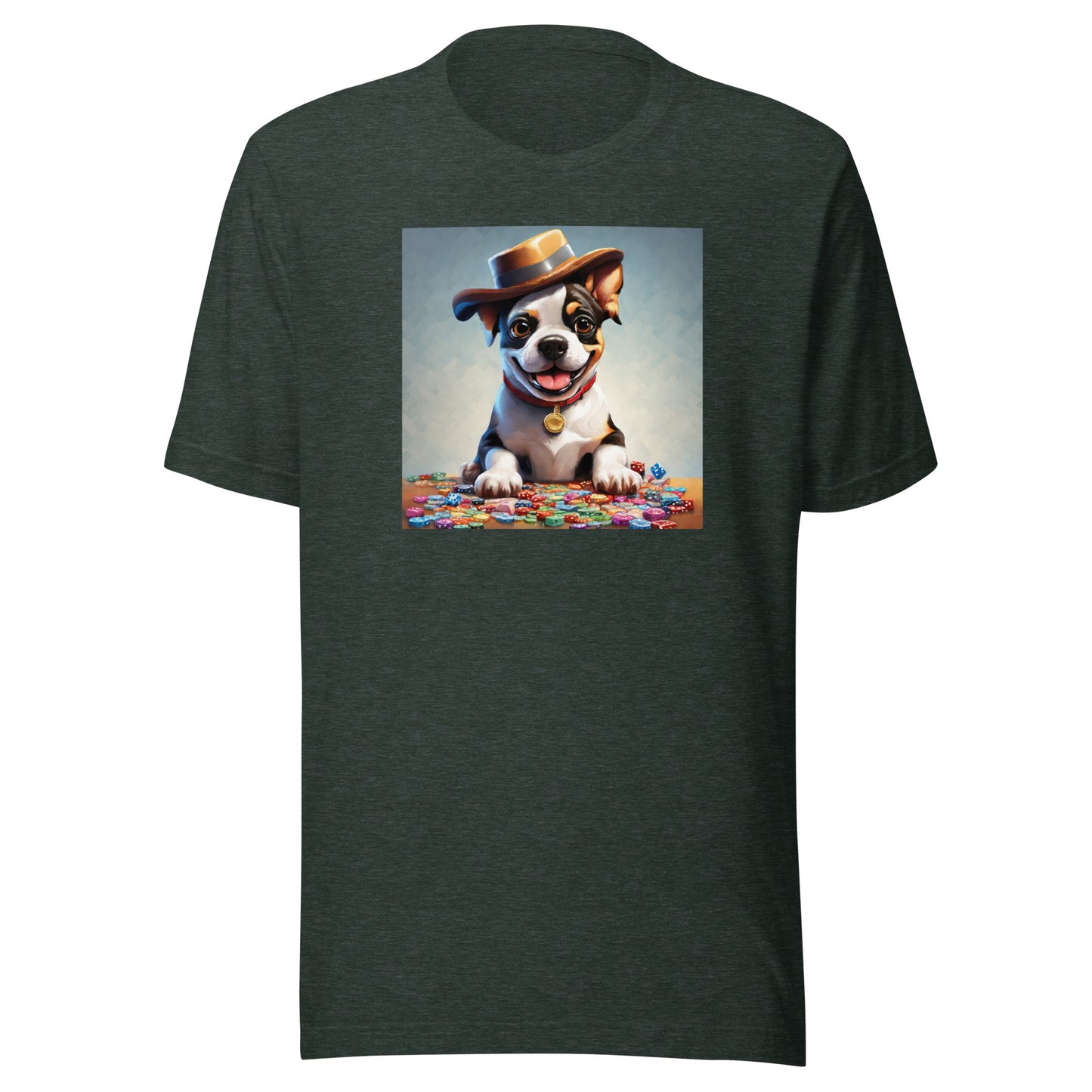 Lucky Dog Poker Night Men's T-Shirt Heather Forest