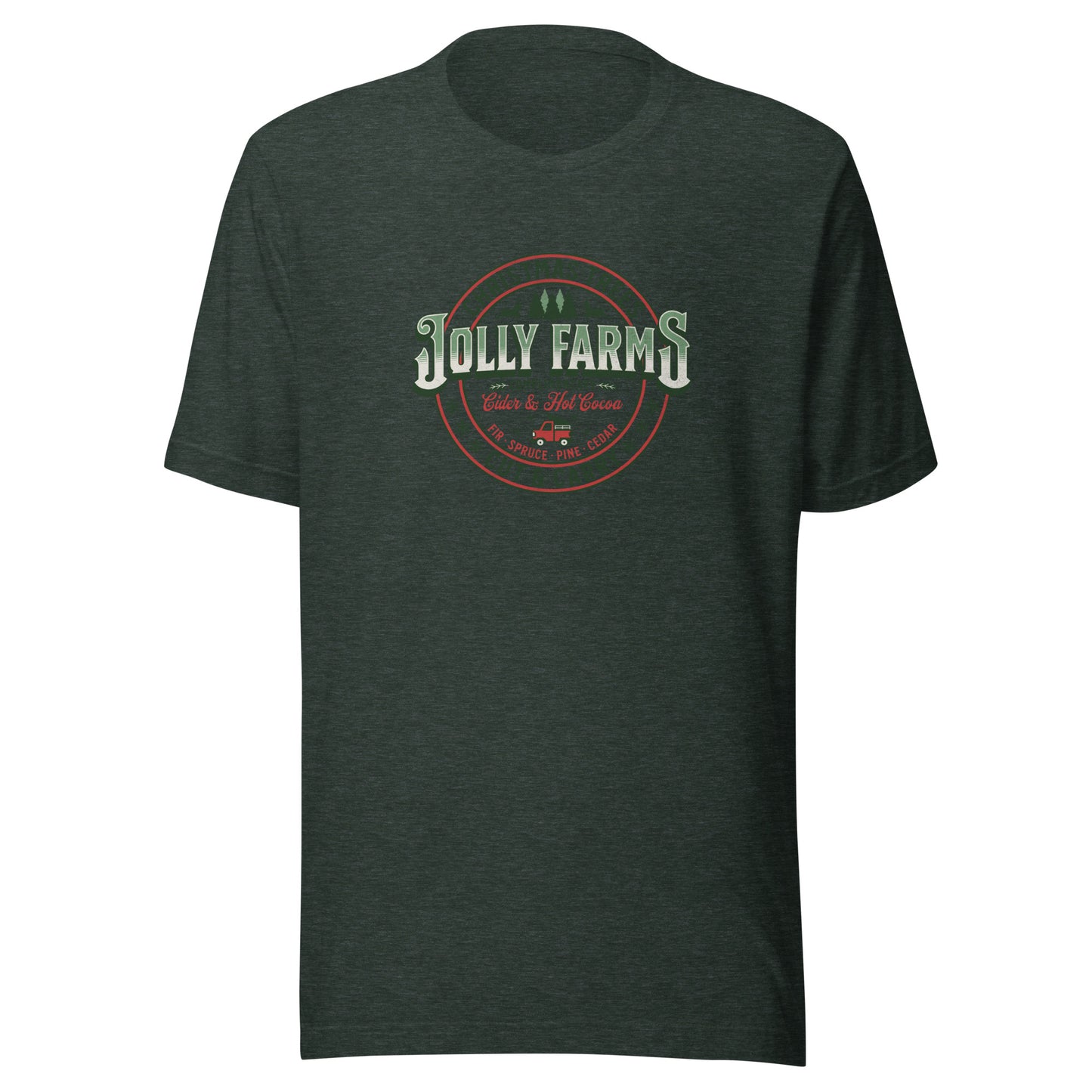 Jolly Farms Christmas Trees Men's Holiday T-Shirt Heather Forest