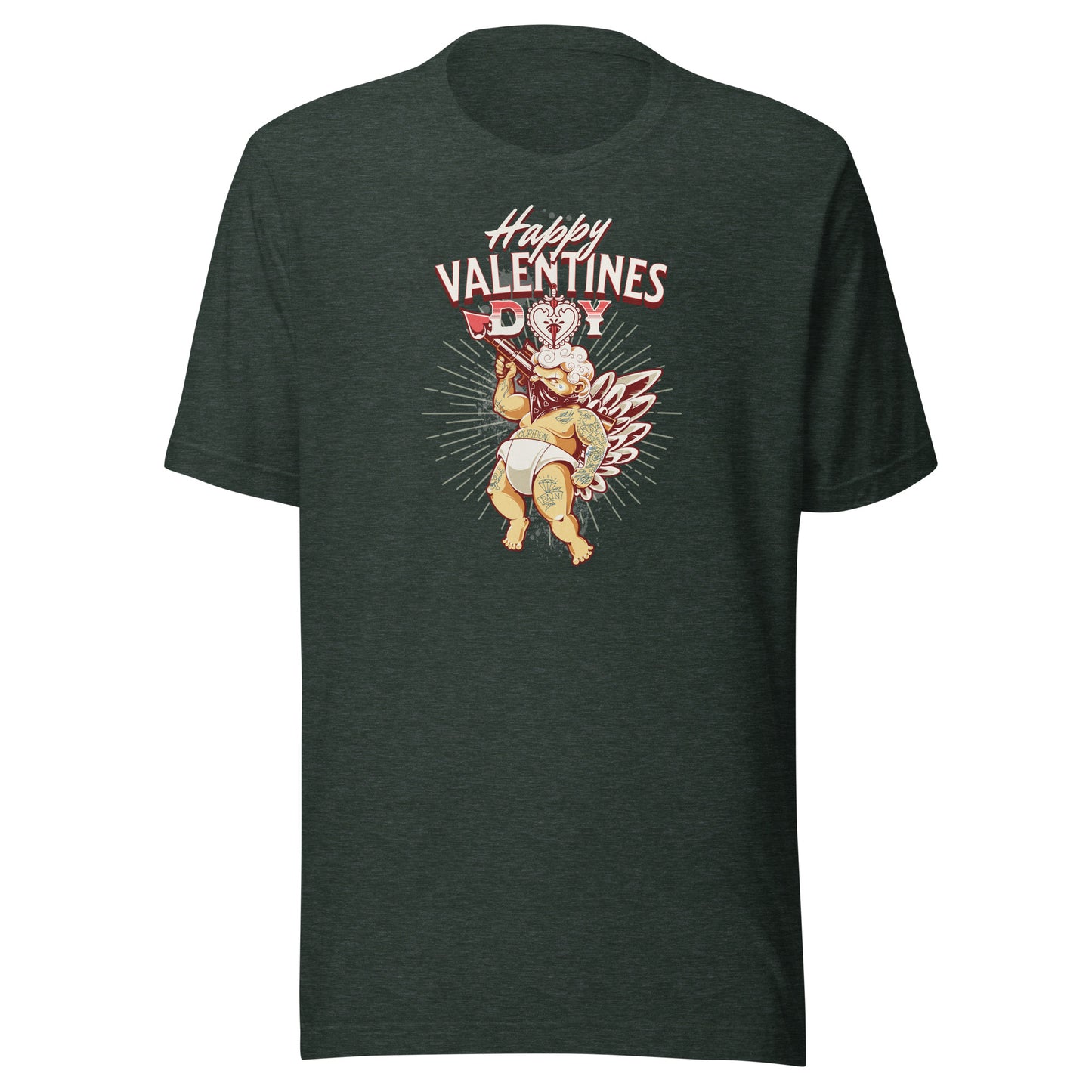 Inked Cupid Men's Valentine's Day T-Shirt Heather Forest