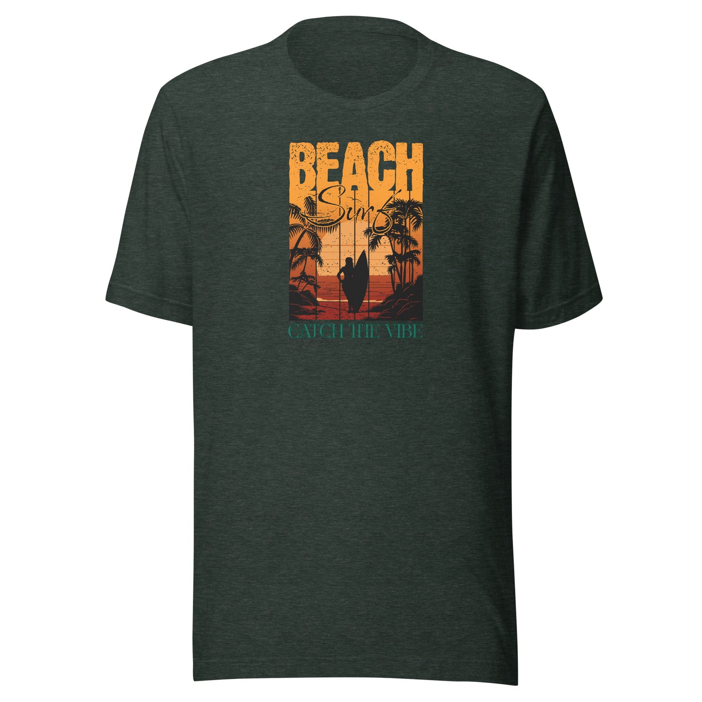 Catch the Beach Vibe Surfing Men's T-Shirt Heather Forest