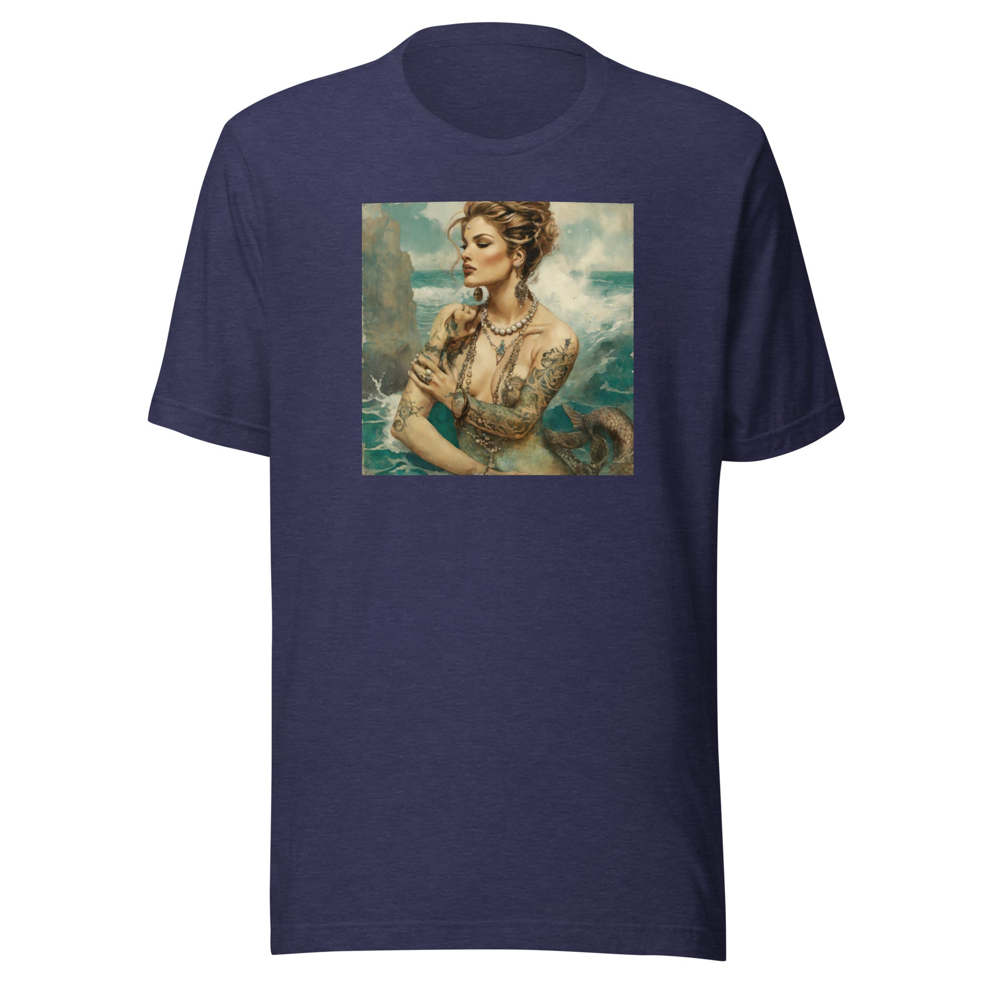 Mermaid with Tattoos Men's T-Shirt Heather Midnight Navy