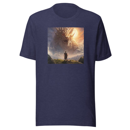 Small Warrior Facing a Giant Beast Men's T-Shirt Heather Midnight Navy