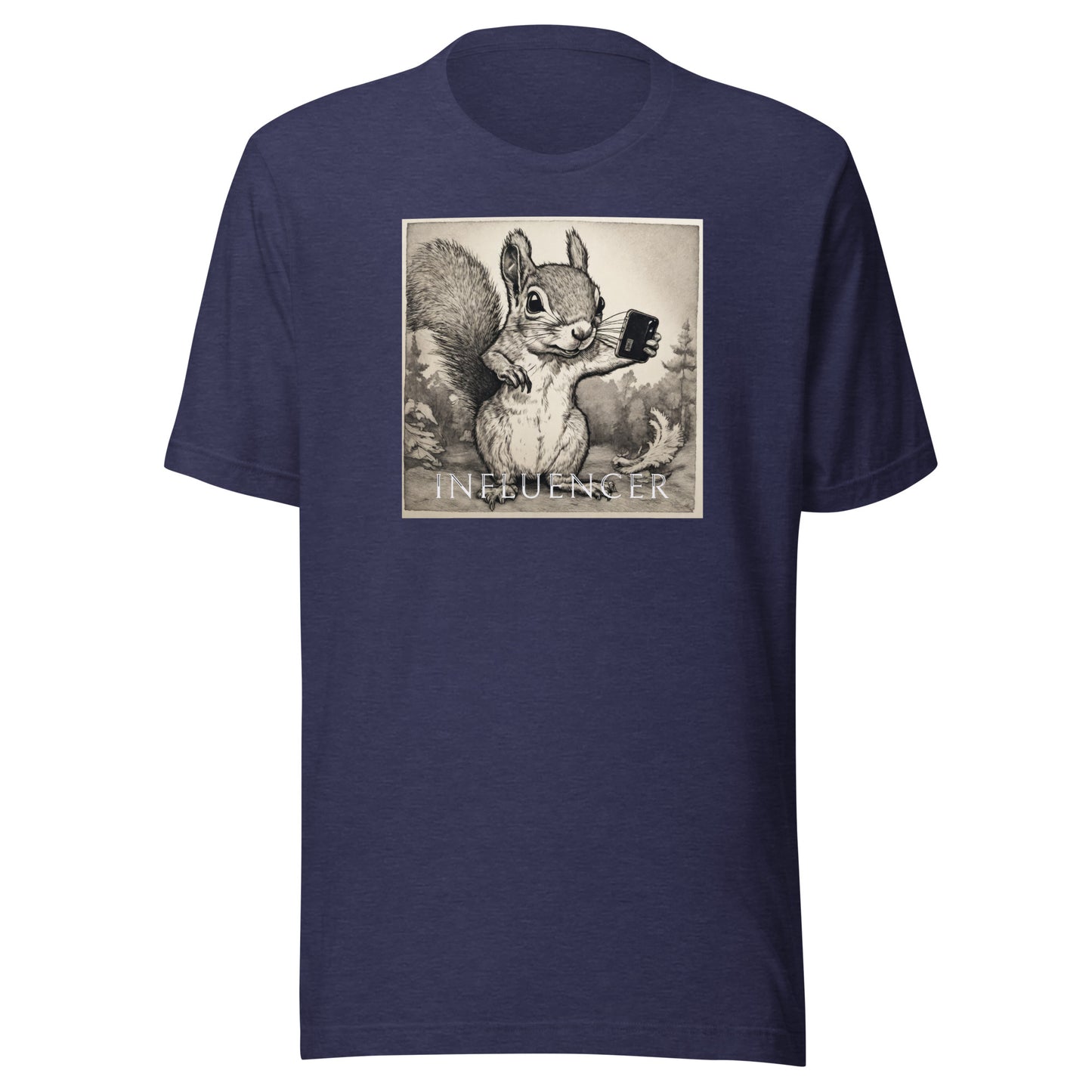 Squirrel Influencer Men's Funny T-Shirt Heather Midnight Navy