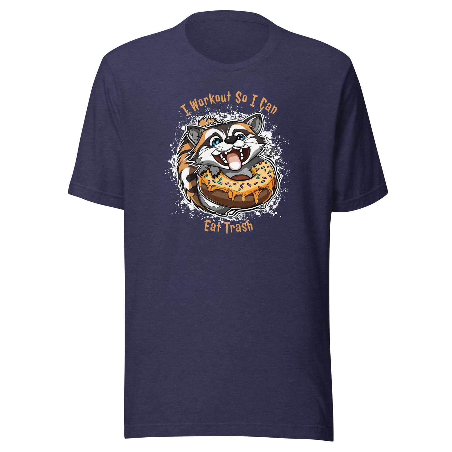 Raccoon Workout Men's Funny T-Shirt Heather Midnight Navy