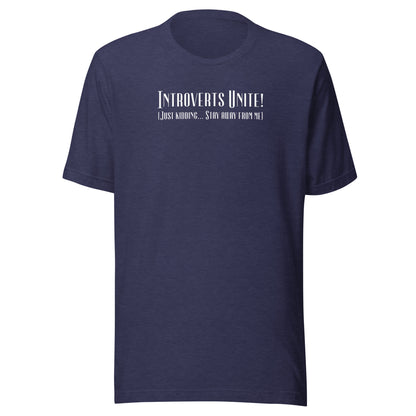 Introverts Unite Men's Funny T-Shirt Heather Midnight Navy