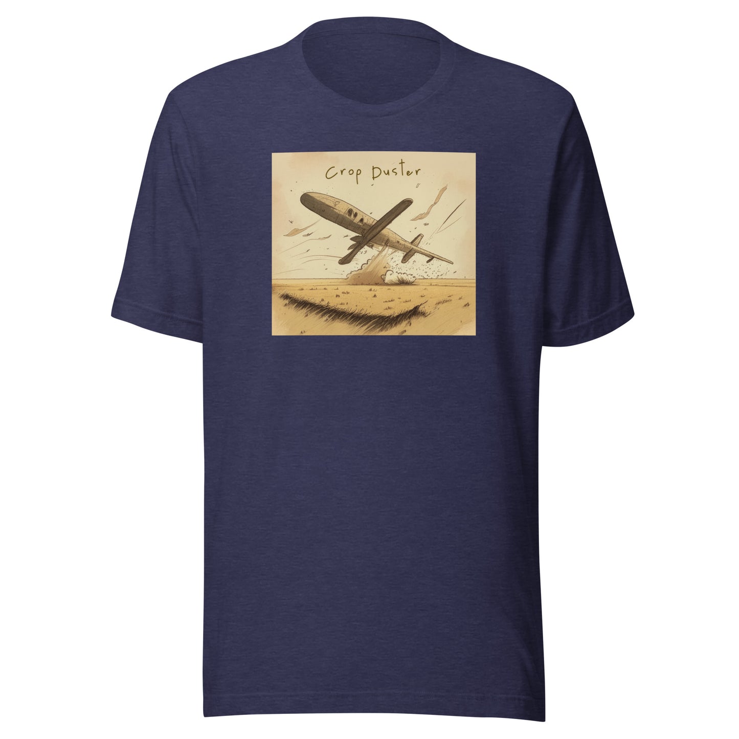 Crop Duster Men's Funny T-Shirt Heather Midnight Navy