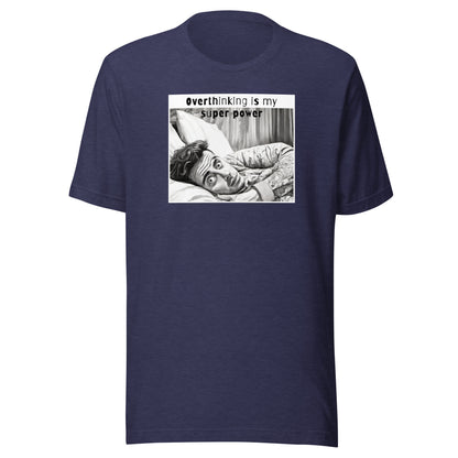 Overthinking Insomniac Men's Funny T-Shirt Heather Midnight Navy