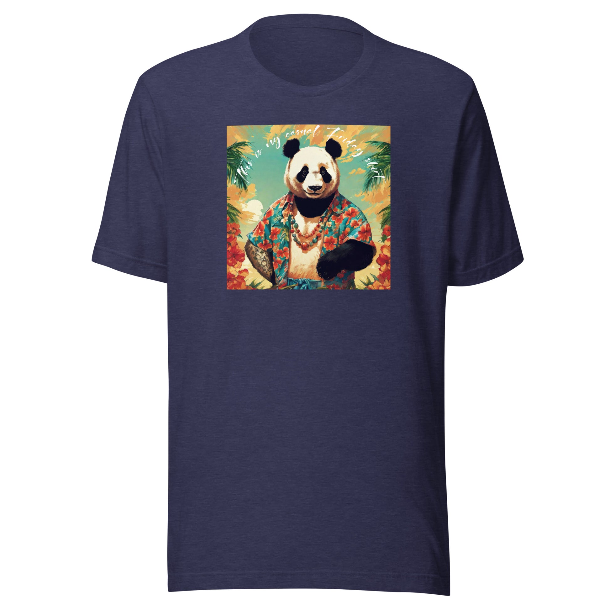 Casual Friday Panda Men's Funny T-Shirt Heather Midnight Navy