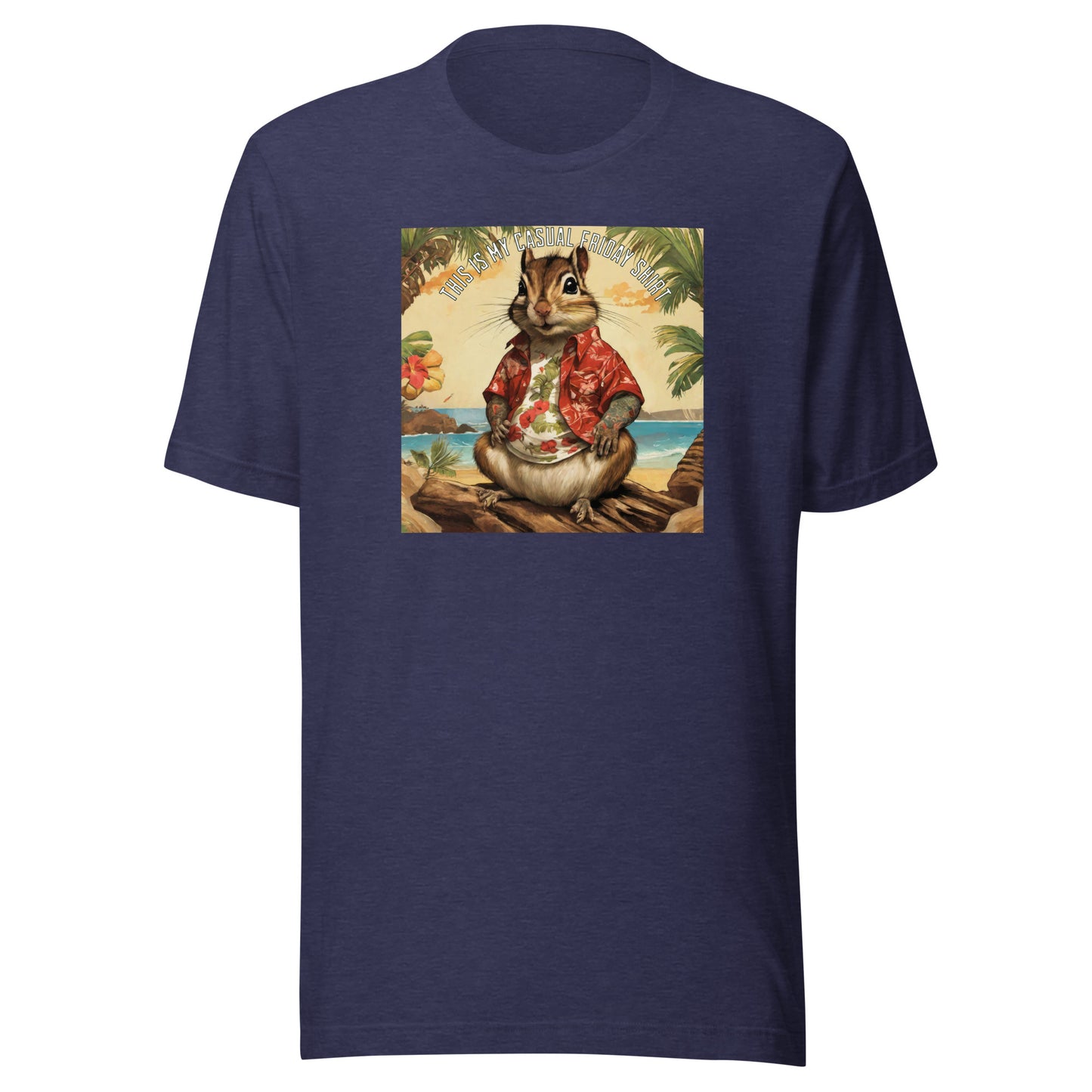 Casual Friday Squirrel Men's Funny T-Shirt Heather Midnight Navy