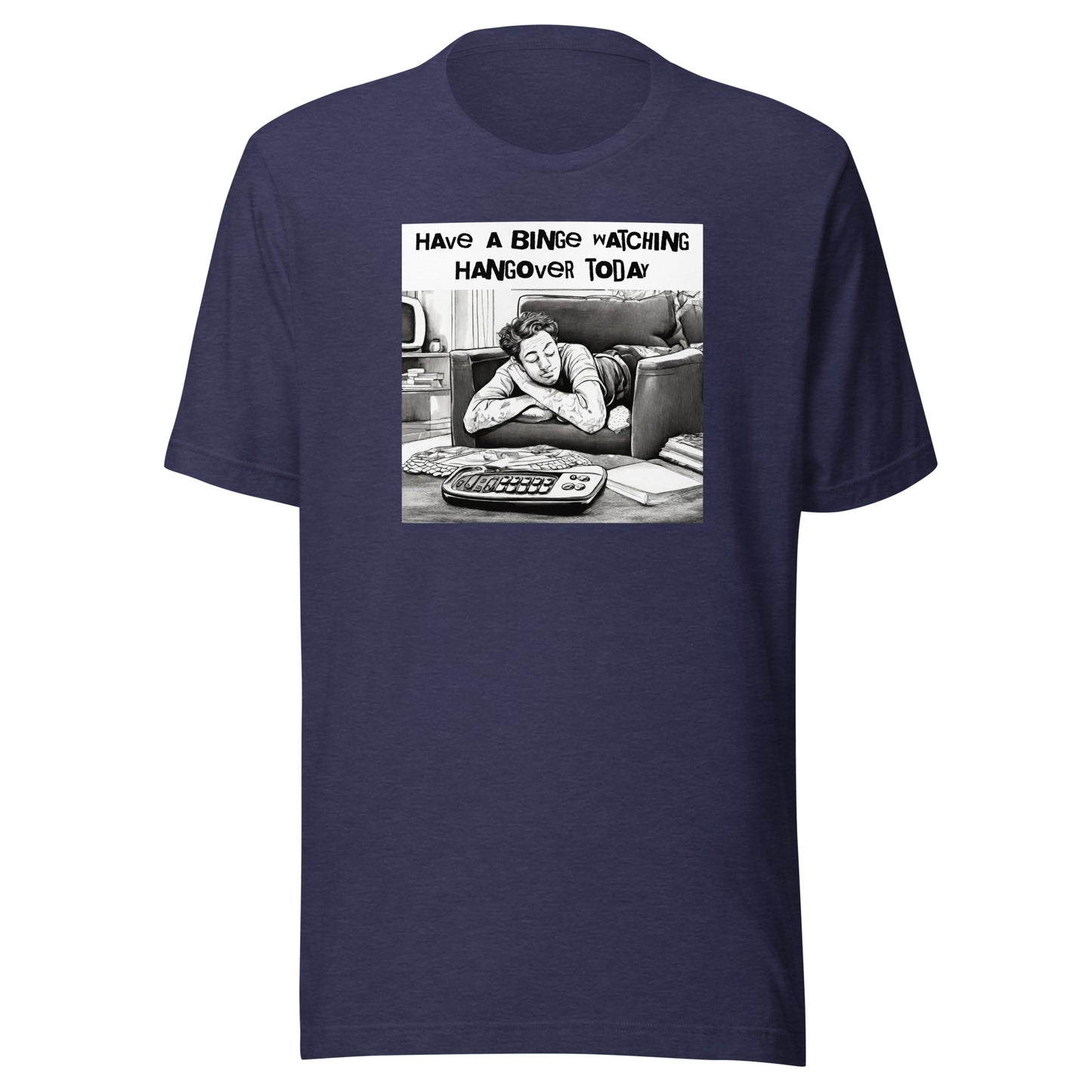 Binge Watching Hangover Men's Funny T-Shirt Heather Midnight Navy