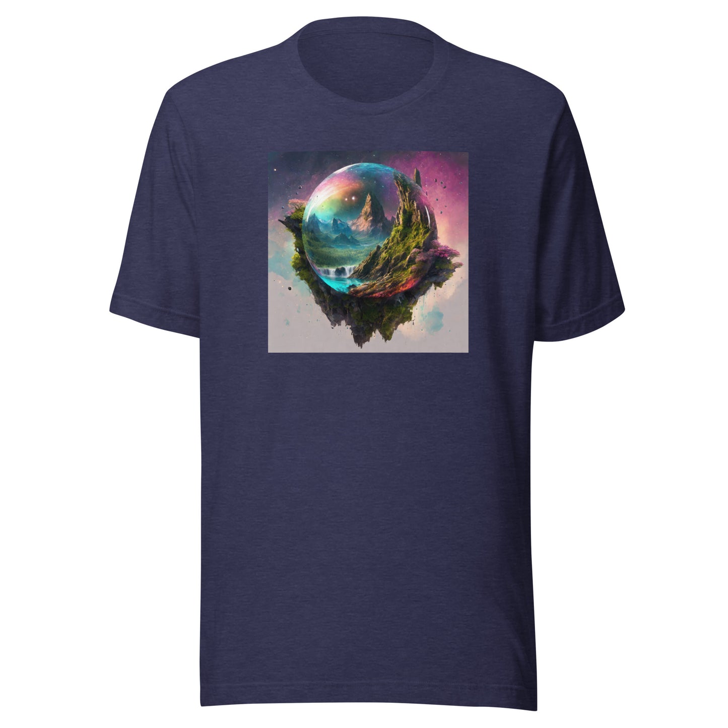 Bubble in Space Men's Sci-Fi T-Shirt Heather Midnight Navy