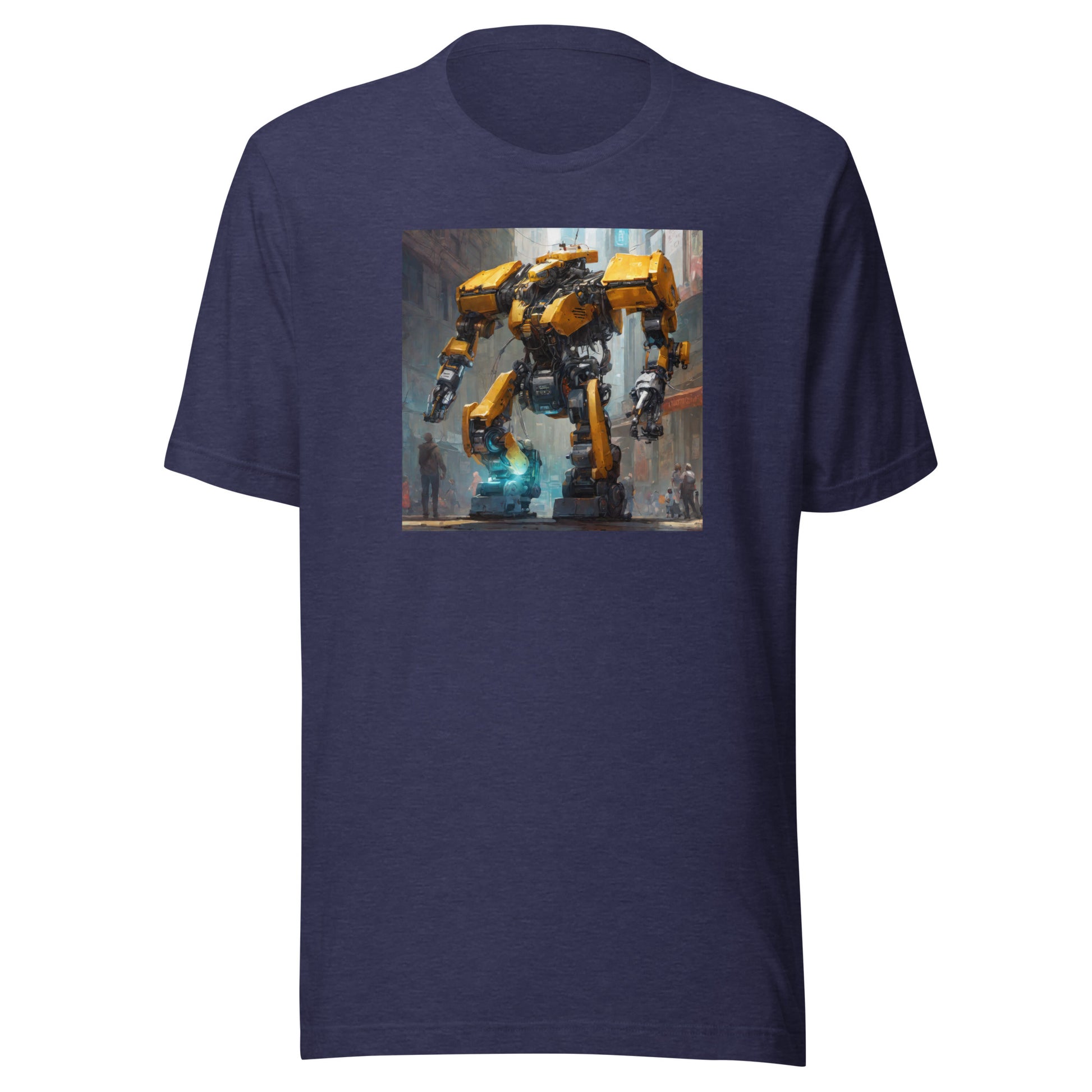 Yellow Mechanical Marvel Men's T-Shirt Heather Midnight Navy