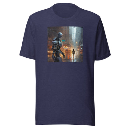 Cyborg in the City Men's Sci-Fi T-Shirt Heather Midnight Navy