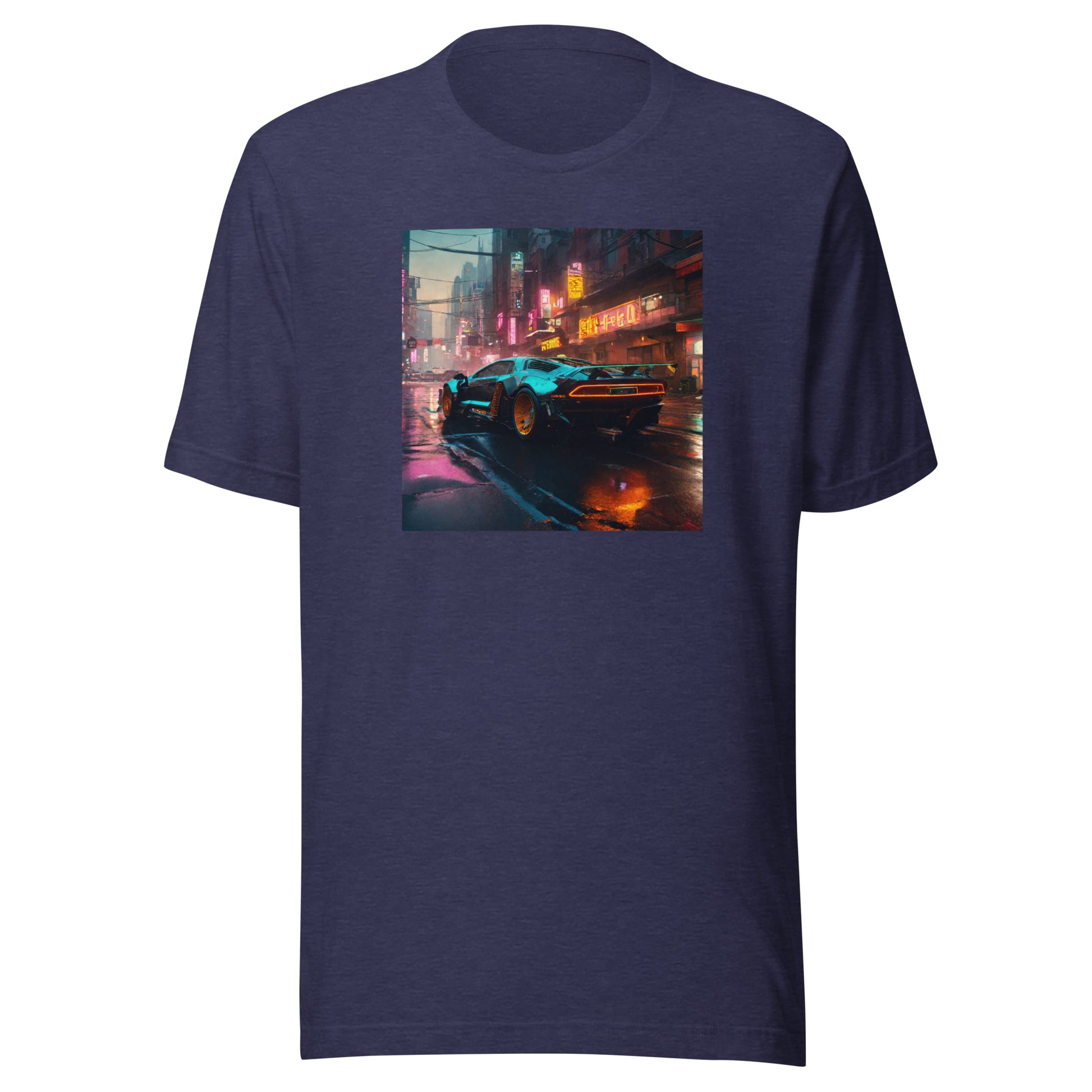 Cyberpunk Car Men's Futuristic T-Shirt Heather Midnight Navy