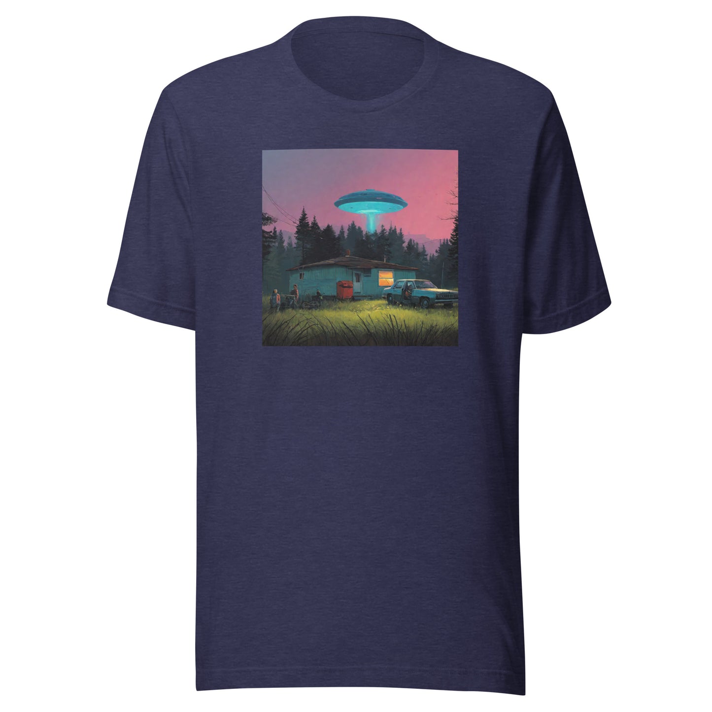 Backwoods Alien Abduction Men's Graphic Tee Heather Midnight Navy