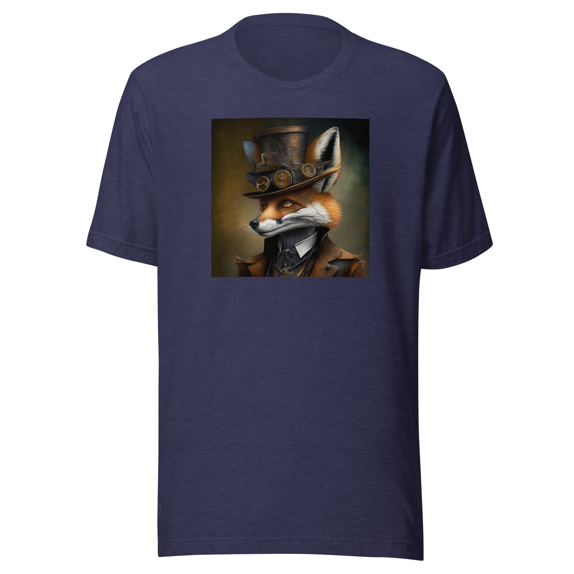 Gears & Genius Steampunk Fox Men's T-Shirt Heather Midnight Navy