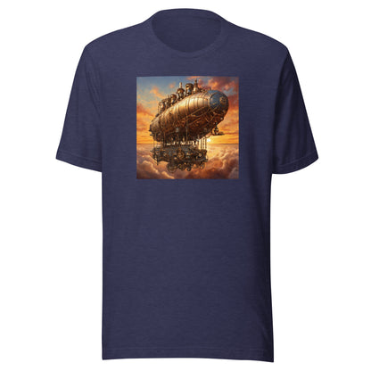 Amazing Airship Men's Steampunk T-Shirt Heather Midnight Navy