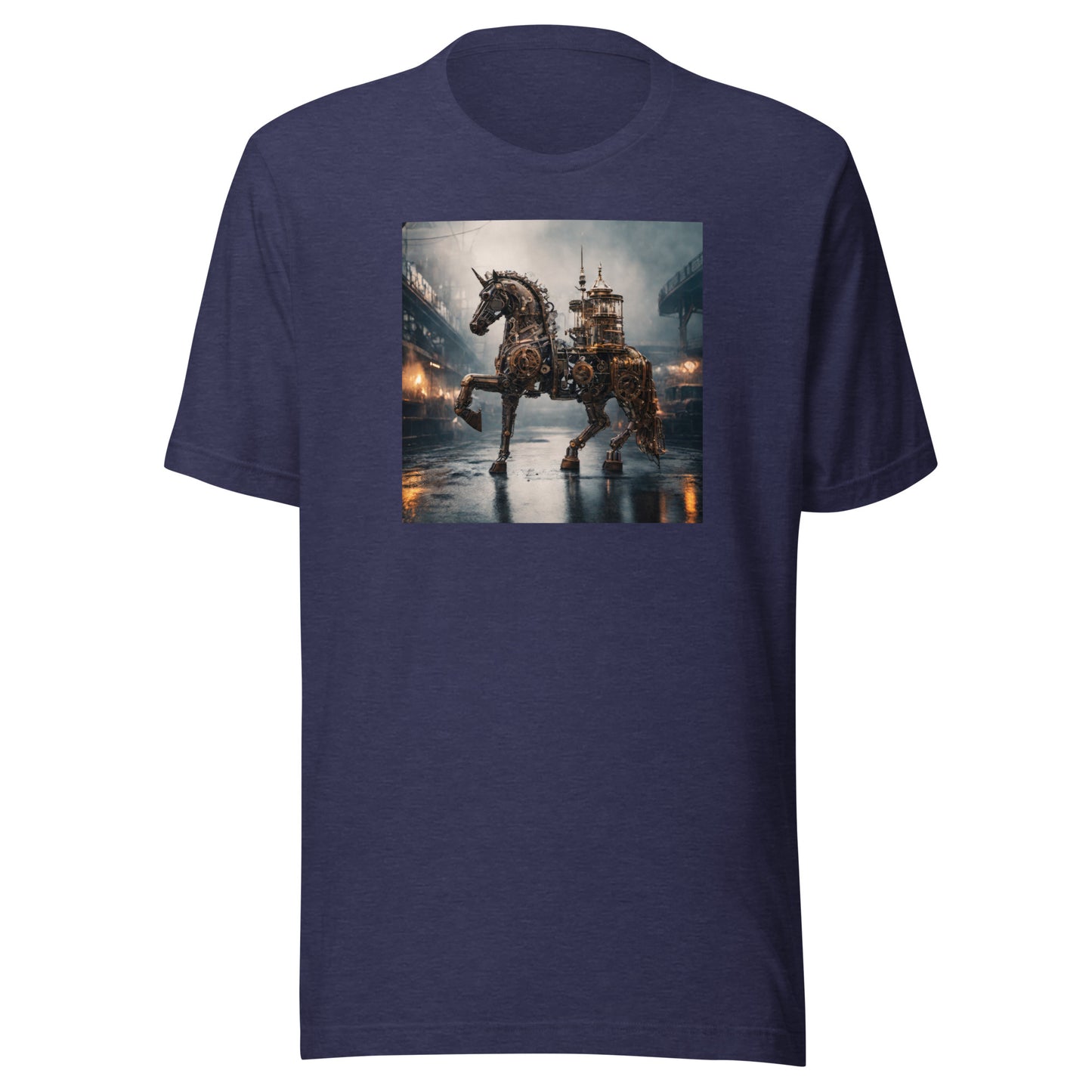 Steampunked Horse Men's Graphic Tee Heather Midnight Navy