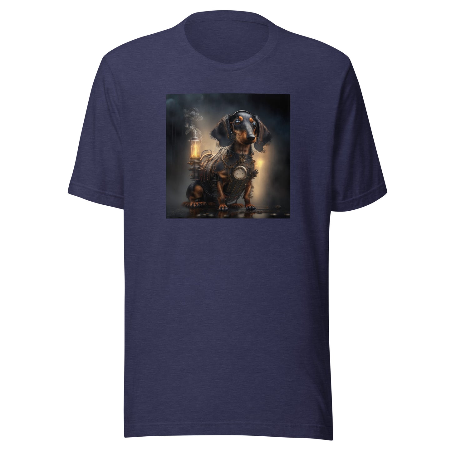 Pump Powered Pooch Men's Steampunk T-Shirt Heather Midnight Navy