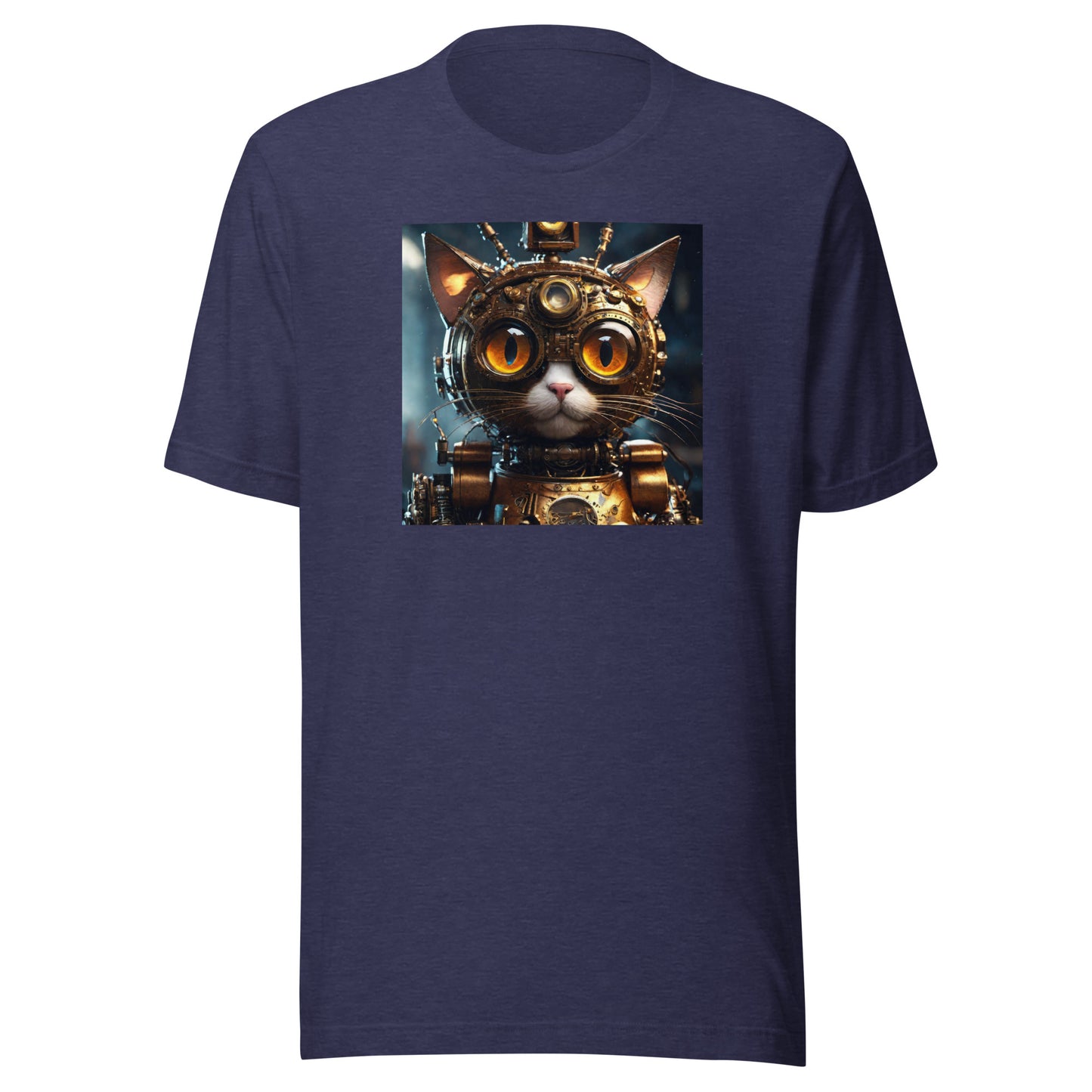 Retro-Futuristic Feline Men's Graphic Tee Heather Midnight Navy