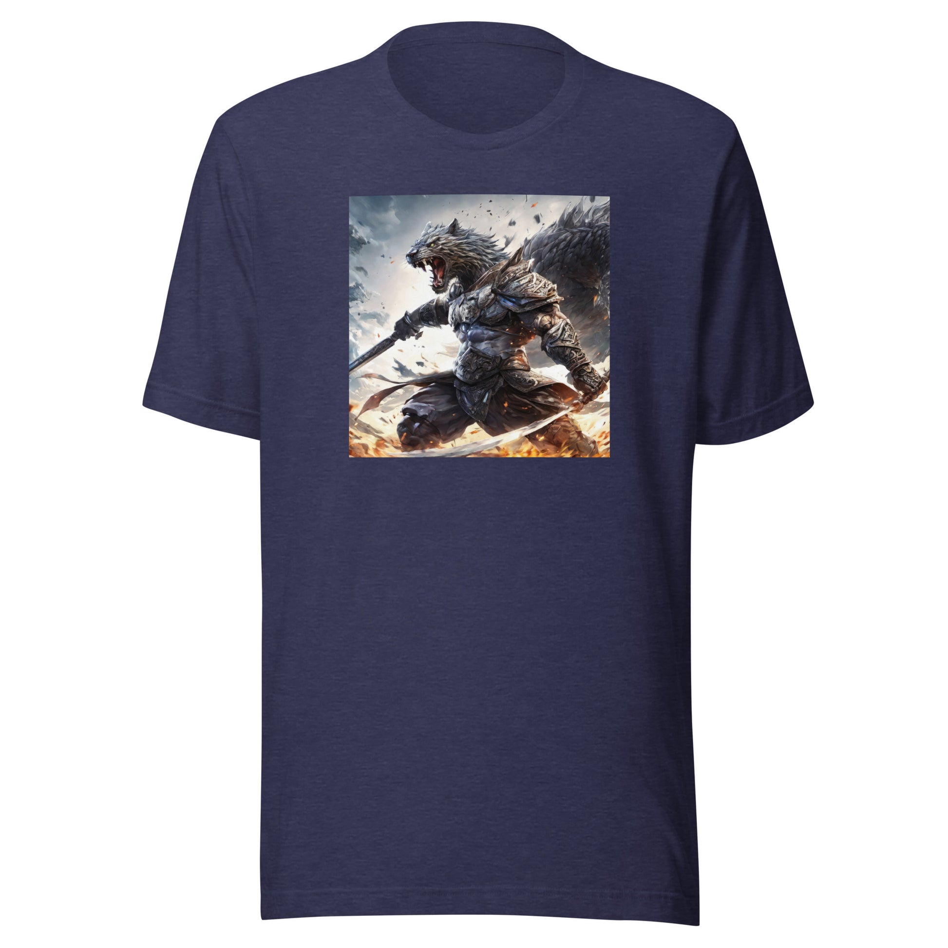 Raging Savage Men's Anime T-Shirt Heather Midnight Navy