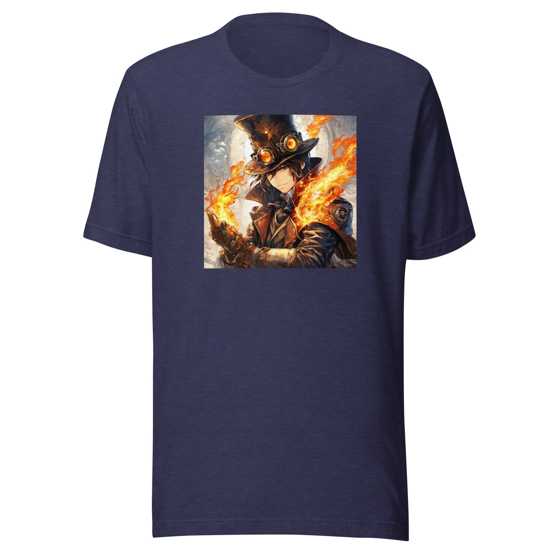 Steampunk Firebender Men's Anime T-Shirt Heather Midnight Navy