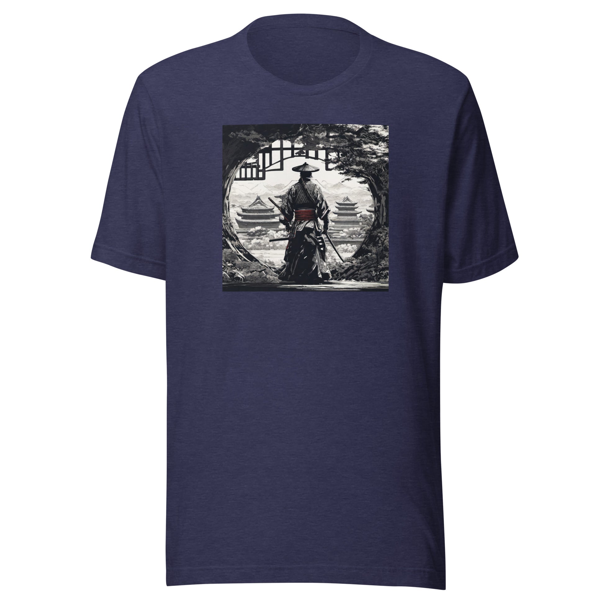 Stoic Samurai Men's Anime Graphic Tee Heather Midnight Navy