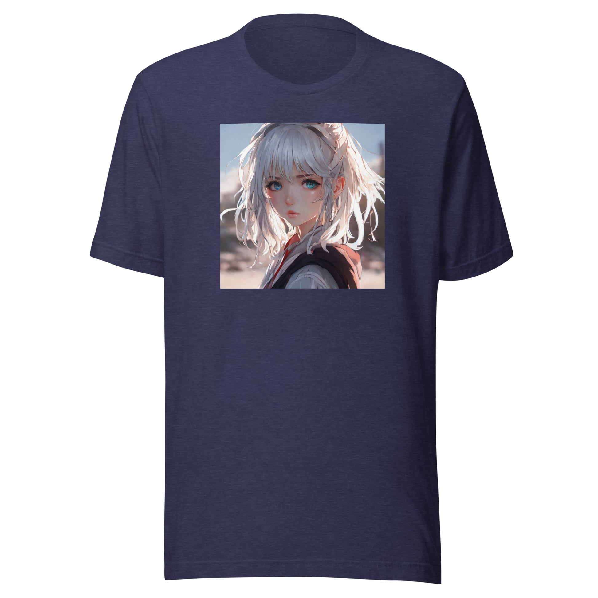 Sun-kissed Gaze Men's Anime Girl T-Shirt Heather Midnight Navy